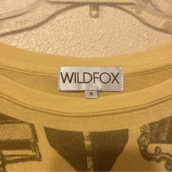 Wildfox Tea Time Medal Print Yellow Knit Pullover Sweater Jumper - Picture 5 of 7